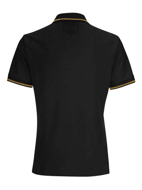 Polo uomo mezza manica nera con logo Versace jeans Couture | 79GAGT08CJ01TG89